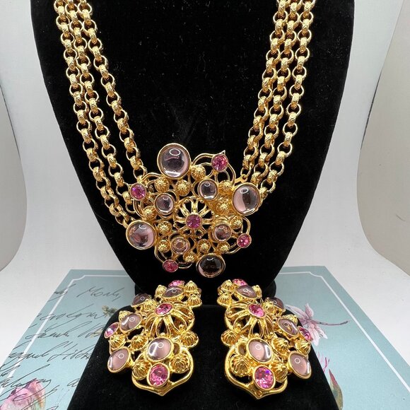 Jose Maria Barrera for Avon Marbella Necklace and CLIP Earrings - Picture 1 of 6